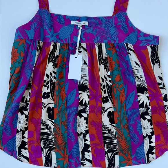 Rose & Olive Tops - Rose & Olive Vibrant Floral Camisole - Purple, Orange, Black